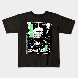 Green dwarf moustre with a horn in black and white | gothic | grunge | dark alternative clothing Kids T-Shirt